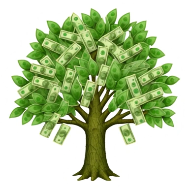 A tree with the leaves meaning money sticker