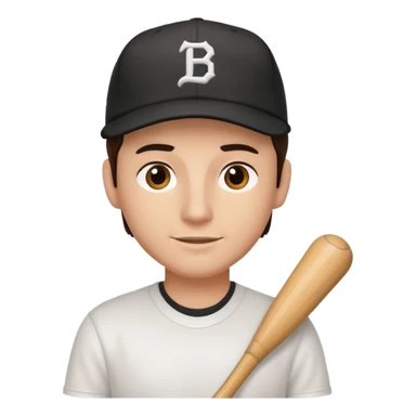 Male brunette movie producer black baseball hat white tshirt  sticker