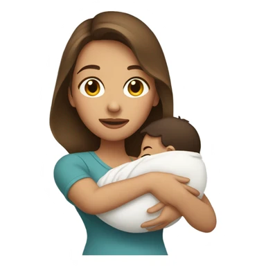 Light brunette mom with newborn boy sticker