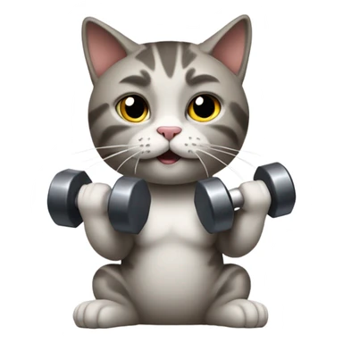 Cat lifting weights sticker