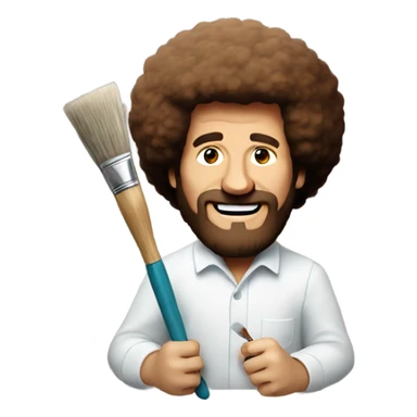 bob ross with a paintbrush thats covered in paint sticker