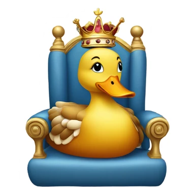 A duck wearing a crown sitting on a throne made of bread sticker