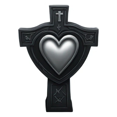 a black tombstone with the inscriptions in silver RIP and a silver heart in the center sticker