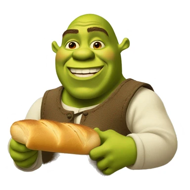 shrek with a a baguette sticker