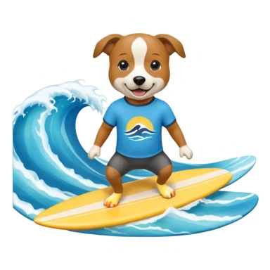 Dog wearing a t-shirt and surfing in realy good time sticker