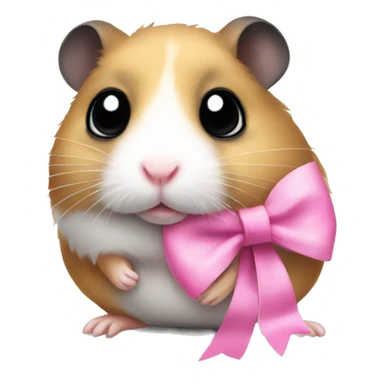 sad girl hamster with big black eyes and a pink bow sticker