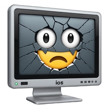 Broken computer monitor with no face  sticker