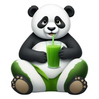 Panda drinking green juice and meditating  sticker