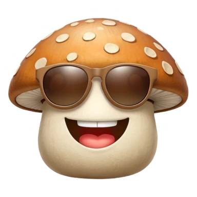 mushroom with sunglasses and a big smile sticker