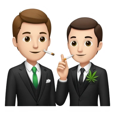 Two well-dressed men in suits crashing a wedding party, smoking cannabis sticker