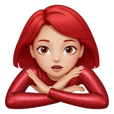 red glitter girl with eyes lying on the floor sticker