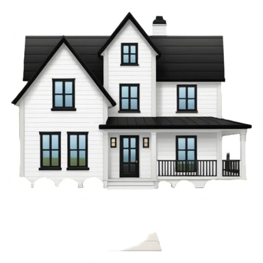 modern farmhouse with white siding and black trim sticker