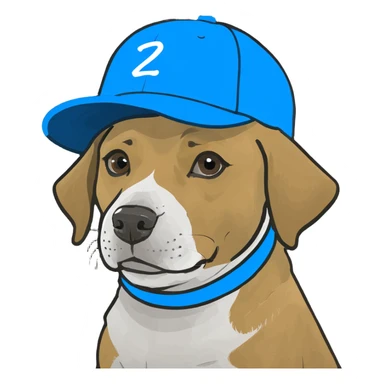 Dog wear a blue hat sticker