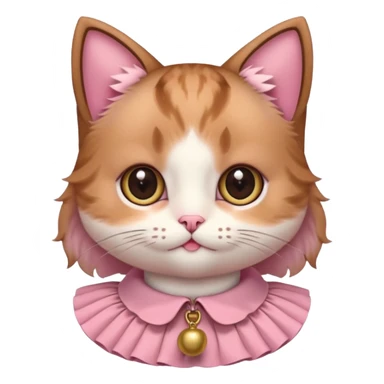 neko with big eyes, bell ruffle coller pink brown cat happg eyes sticker