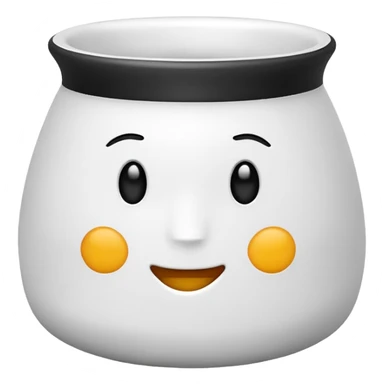 top down view of a plain ceramic pot, emoji style sticker