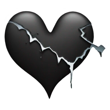 black broken heart one crack sticker