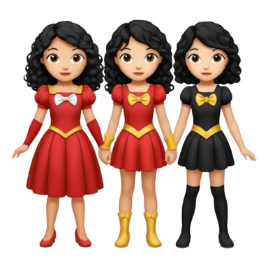 Haz algo relaciono con Disney donde haya quatre chicas con el tono de piel carne, una con el pelo rizado largo, una con el pelo muy corto negro, una con el cabello ondulado mediano y la otra con el pelo negro largo sticker