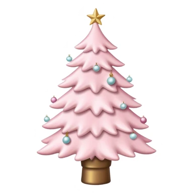 Pastel pink Christmas tree with white ornaments  sticker