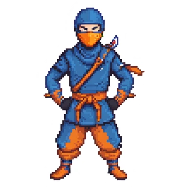 masked ninja with blue costume in dynamic pose sticker