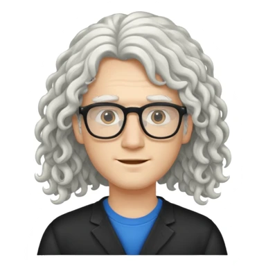 young pc tech guy with long curly white hair sticker