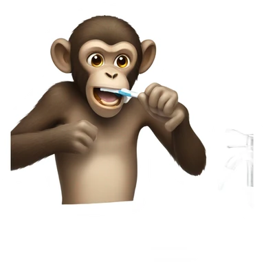 Monkey brushing teeth sticker