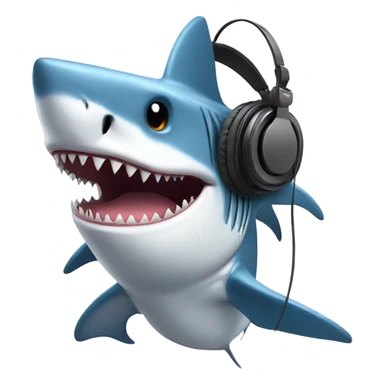 shark with headphones sticker