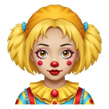 yellow kazakh girl with asian thin eyes and in clown outfit sticker