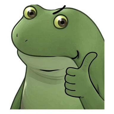 green frog emoji with thumbs down, yelling sticker