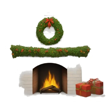 Brick Fireplace with wreath  sticker