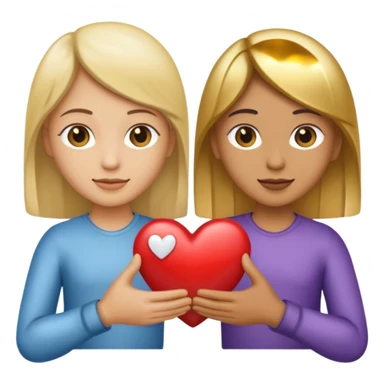 Two people holding half a heart up sticker