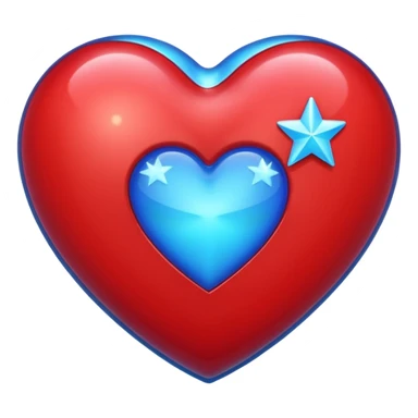 A holographic red heart with a blue star inside sticker
