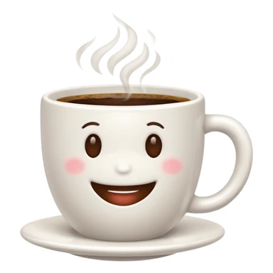 an adorable white cup of coffee with a smile, cup only, no plate sticker