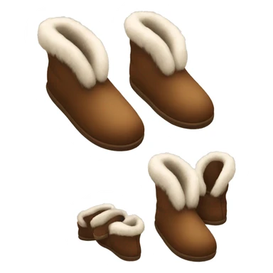 brown with fur slippers one set sticker