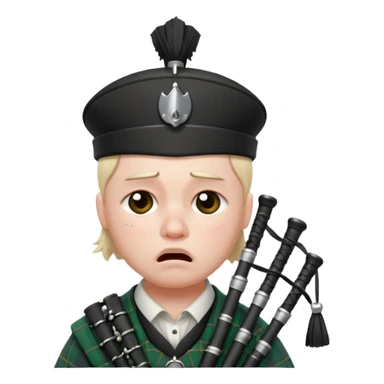 Sad small bagpiper with one crying sticker