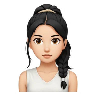 A girl with a high ponytail, a black hair tie, and a sleeveless white top sticker