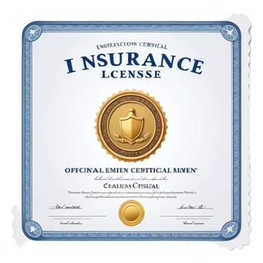 insurance license certificate with official seal sticker