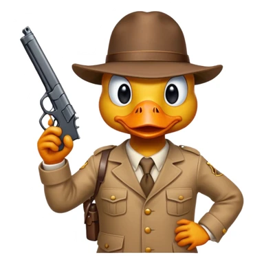 angry duck with a gun in his hand pointing at us  sticker
