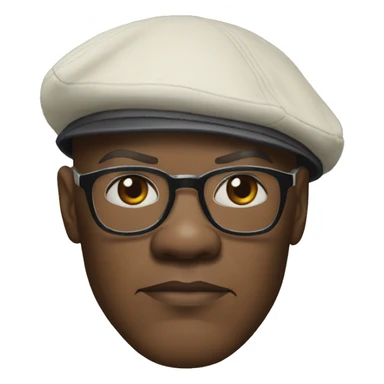 bald samuel l jackson serious wearing shirt and backwards Kangol sticker