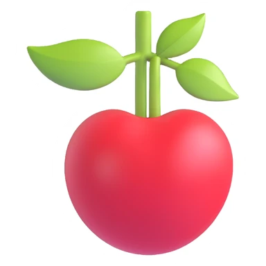 3D emoji style, red cherry, three-dimensional and lively, no expression sticker