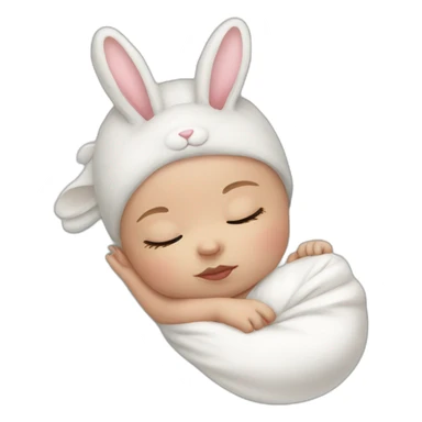 Sleeping white Newborn with bunny headband sticker