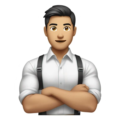 handsome asian young-ceo wearing a white shirt with folded sleeves and big biceps  sticker