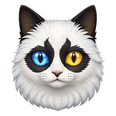 Gato preto do olho amarelo, e branco do olho azul juntos um do lado do outro sticker