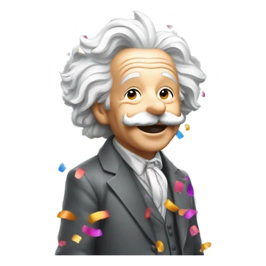 happy albert einstein shooting colorful confetti popper sticker