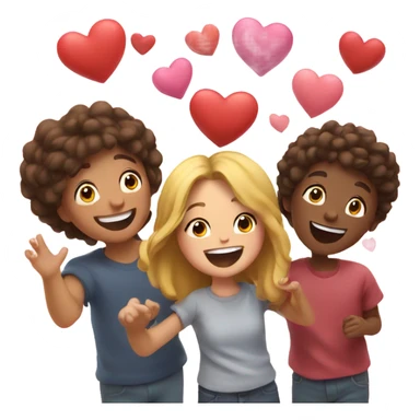 happy moment with friends with hearts floating in air sticker