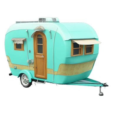 Realistic tiffany blue vintage round gypsy caravan wagon camper sticker