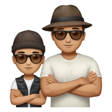 Man crossed arms with younger out sticker