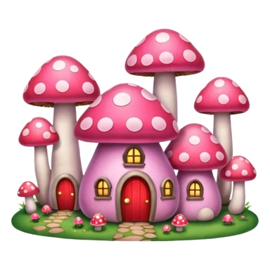 pink mushroom houses sticker