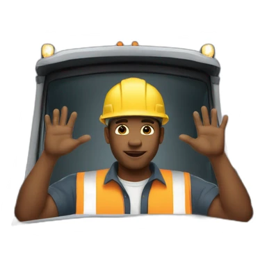 dump truck driver in dump truck with prayer hands sticker