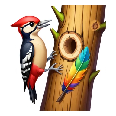 Woodpeckers taping on the trunk sticker