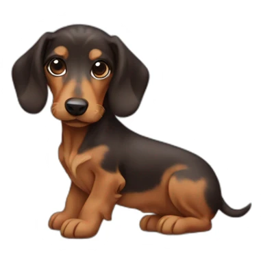 puppy teckel with long dark hair sticker